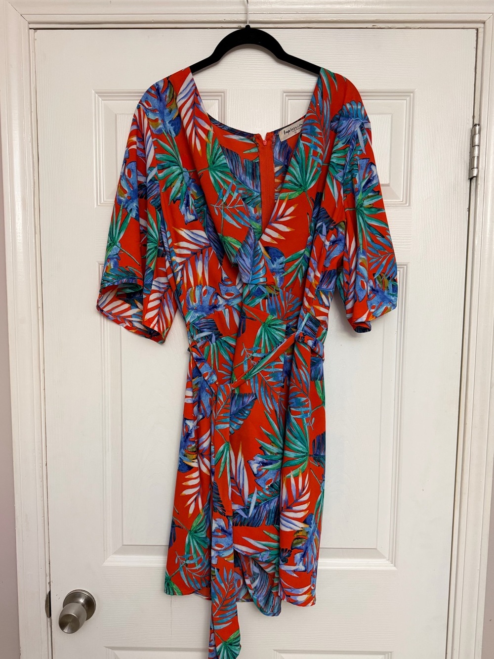 Impressions Boutique Tropical Print Red Romper